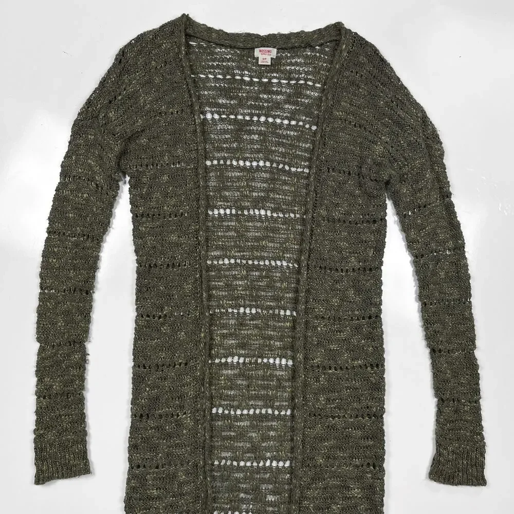 Mossimo Supply Co. Open Knit Long Cardigan Maxi Sweater Green Small